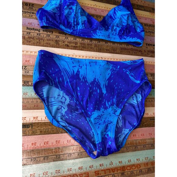 Vintage DeWeese Bikini S/ M High Waisted 2 Piece Mod 1970s Retro USA Swimwear - Picture 4 of 11